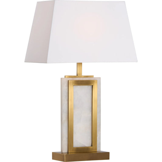 Hopewell Lamp by Wildwood in natural white, antique brass. Made from unique in a unique style.