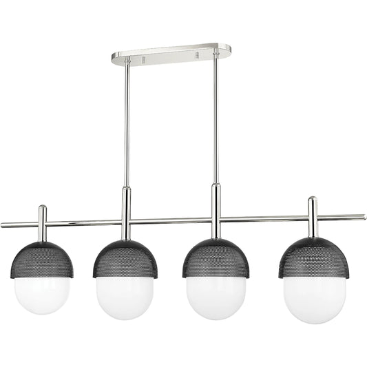 Nyack 4 Light Island Light by Hudson Valley in polished nickel, black. Made from steel in a modern style.