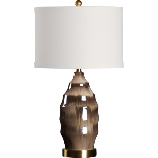 Charlotte Lamp by Wildwood in gray, brown, antique brass. Made from unique in a unique style.