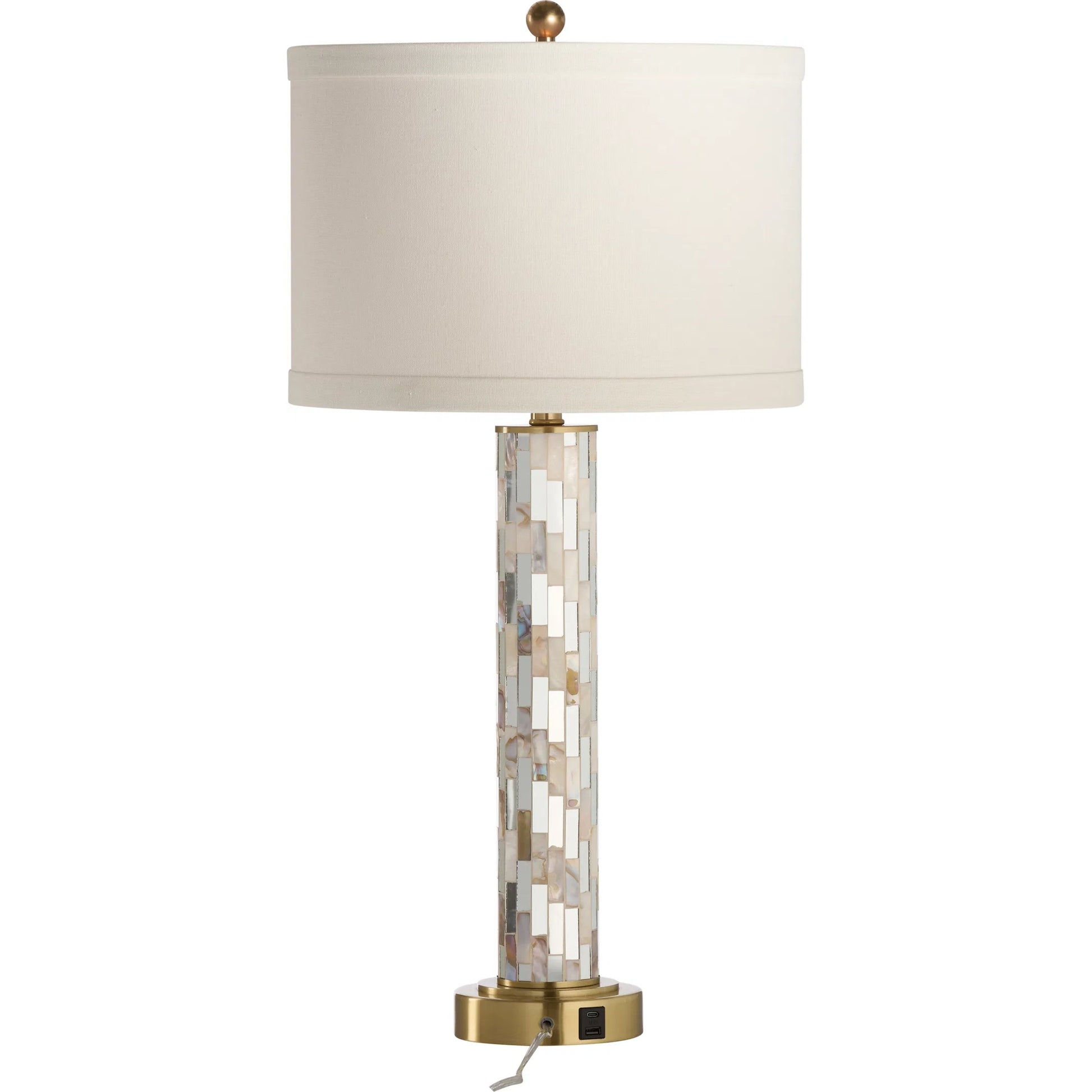 Simmons Table Lamp by Wildwood in natural brown, cream, antique brass. Made from unique in a modern style.