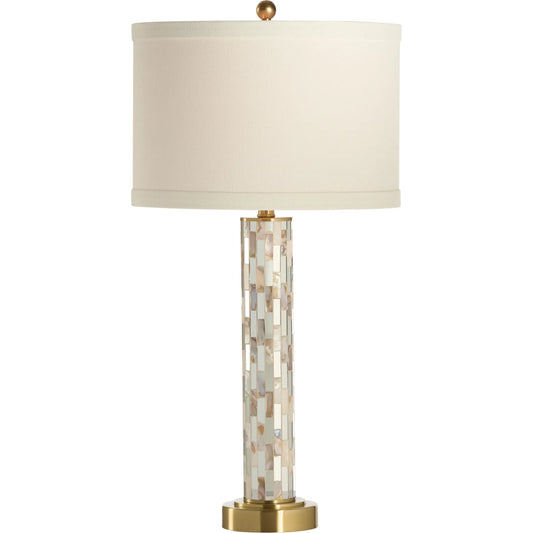 Simmons Table Lamp by Wildwood in natural brown, cream, antique brass. Made from unique in a unique style.