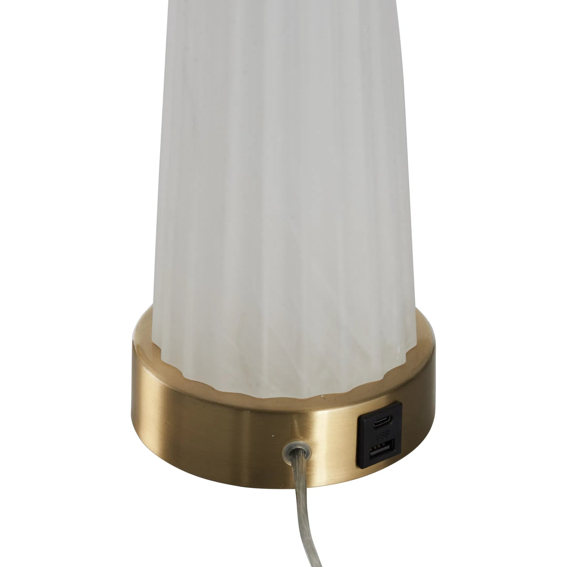 Ava Lamp by Wildwood in frosted, antique brass. Made from unique in a modern style.