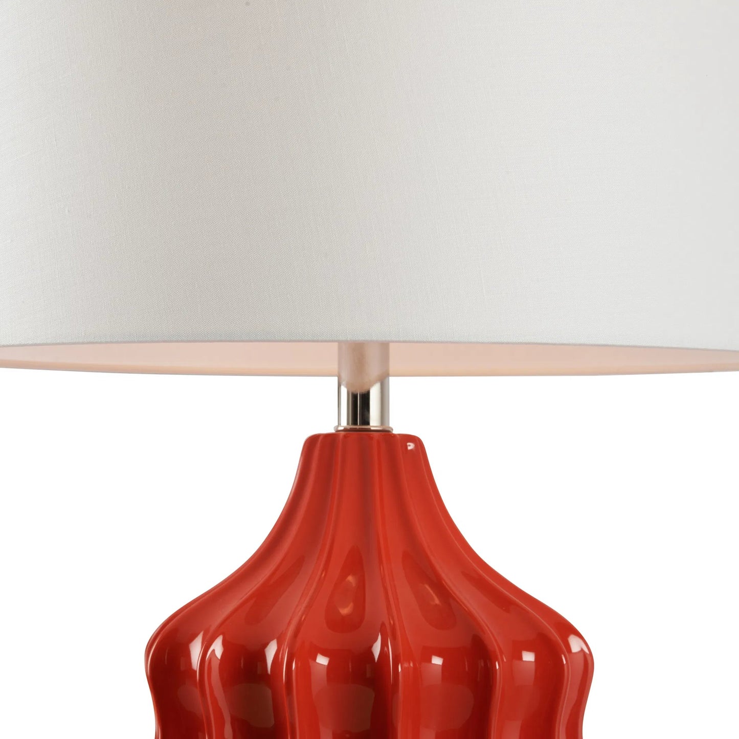 004 SI-2388020 | Closeup | Oliver Short Lamp by Wildwood in red glaze. Made from unique in a eclectic & global style.