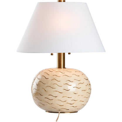 Tibetan Tiger Lamp by Wildwood in antique cream glaze. Made from unique in a traditional style.