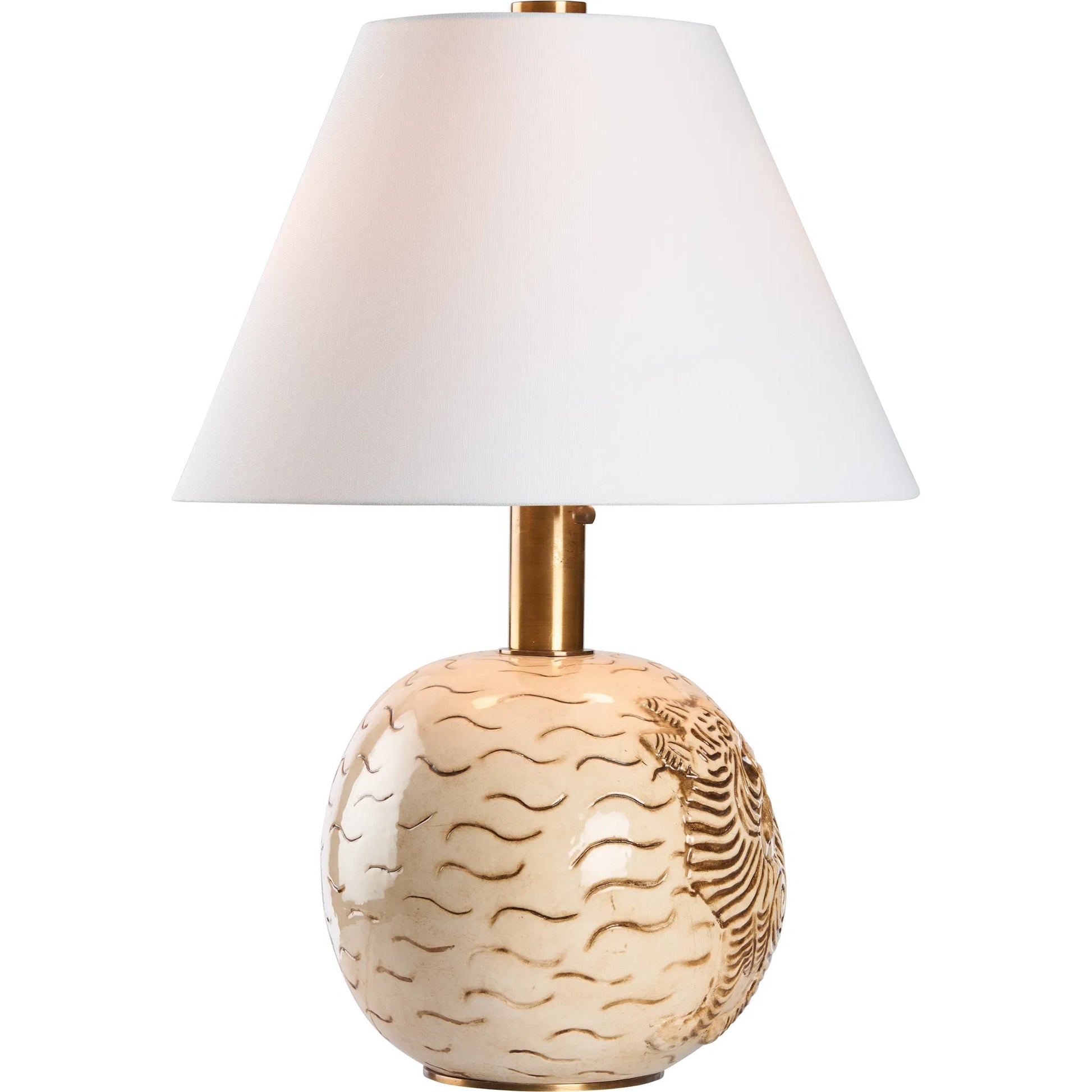 Tibetan Tiger Lamp by Wildwood in antique cream glaze. Made from unique in a traditional style.