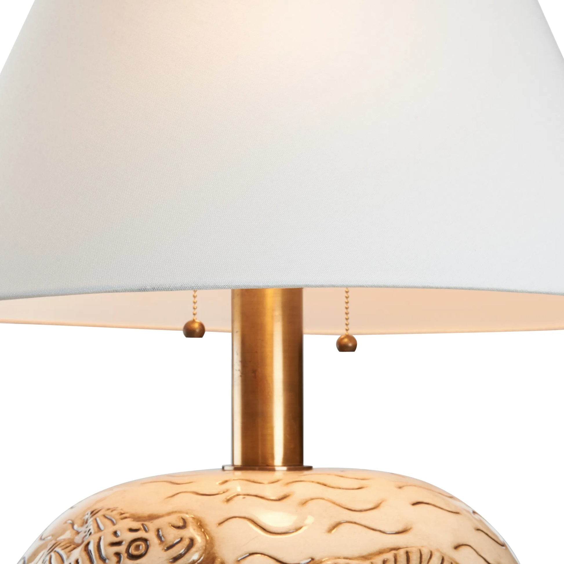 Tibetan Tiger Lamp by Wildwood in antique cream glaze. Made from unique in a traditional style.