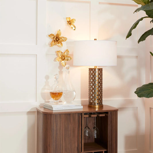 Magnolia Flower Wall Decor by Global Views in antique brass, gold. Made from brass in a modern style.