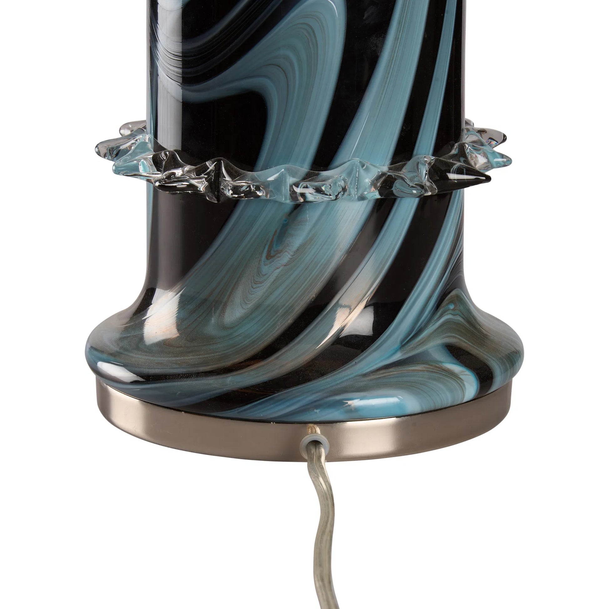 Belluci Lamp by Wildwood in blue, black swirl, polished nickel. Made from unique in a modern style.
