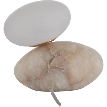 Aruna Lamp by Wildwood in travertine. Made from unique in a modern style.