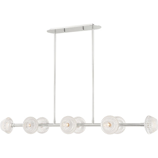 Barclay Linear Pendant by Hudson Valley in polished nickel. Made from steel in a transitional style.