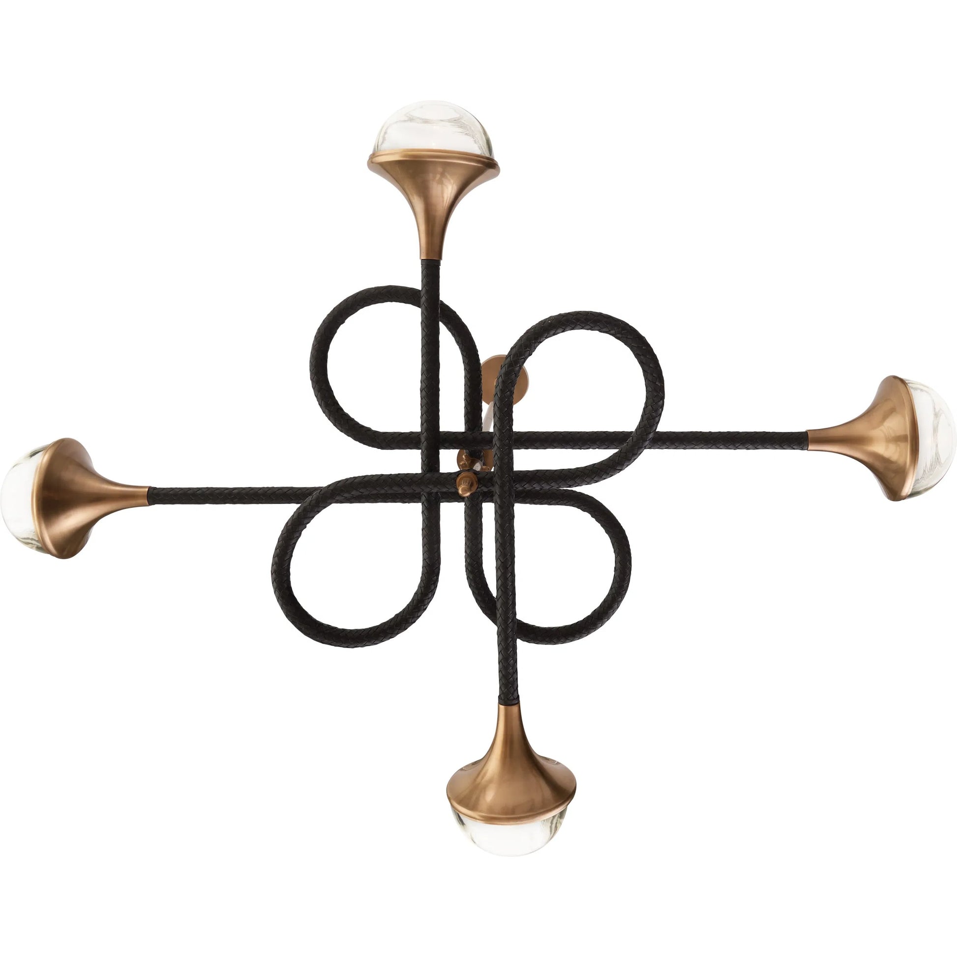 Newton Chandelier by Wildwood in black, antique brass, clear. Made from unique in a modern style.
