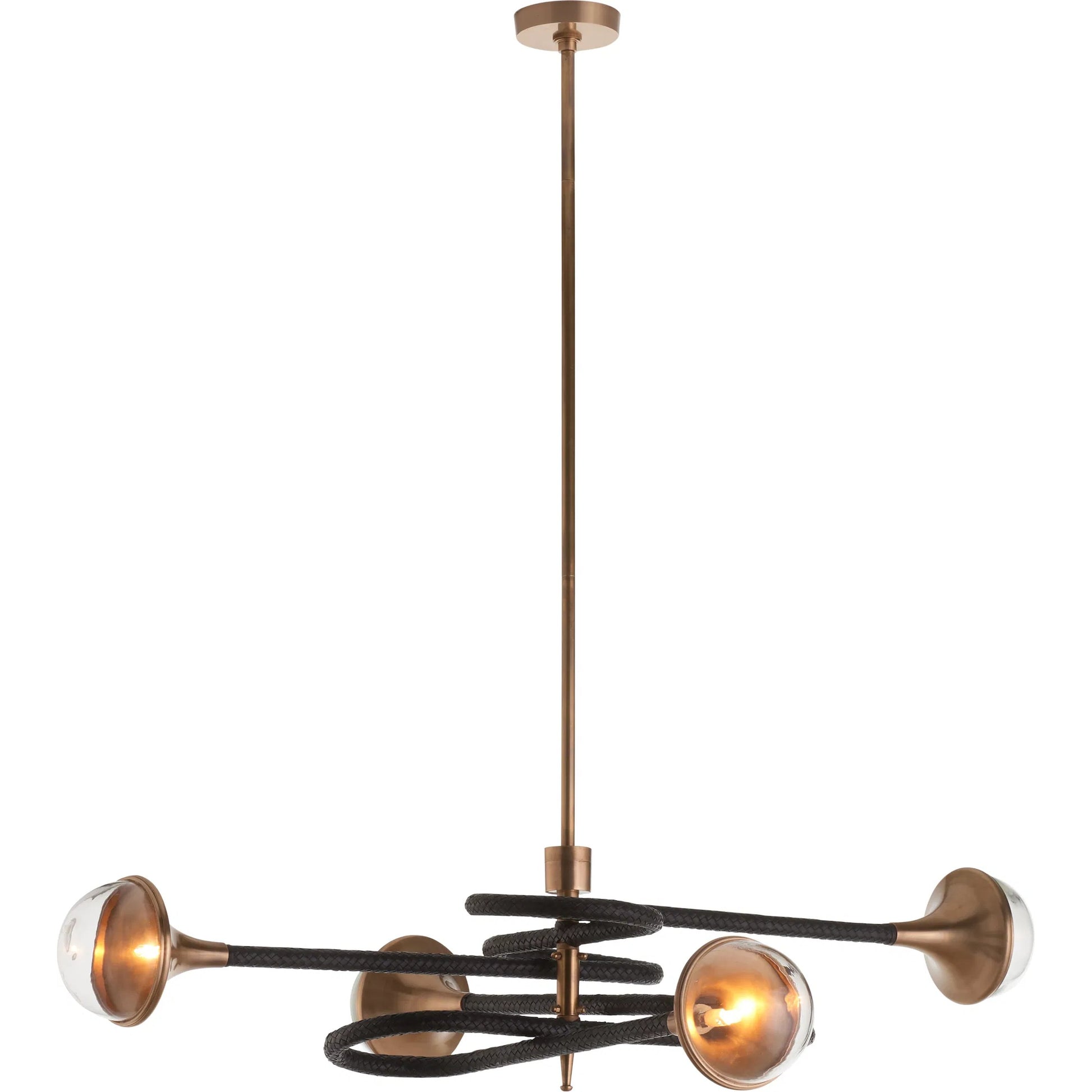 Newton Chandelier by Wildwood in black, antique brass, clear. Made from unique in a modern style.