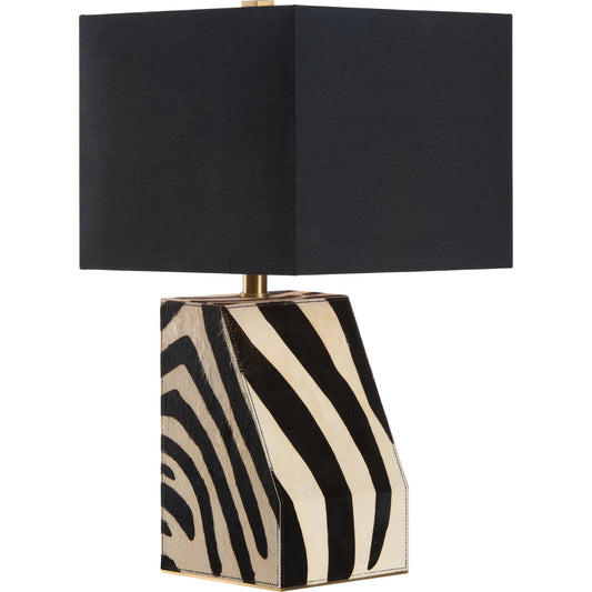Safari Lamp by Wildwood in black, white, cream and black, white zebra print. Made from unique in a unique style.