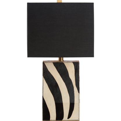 Safari Lamp by Wildwood in black, white, cream and black, white zebra print. Made from unique in a unique style.