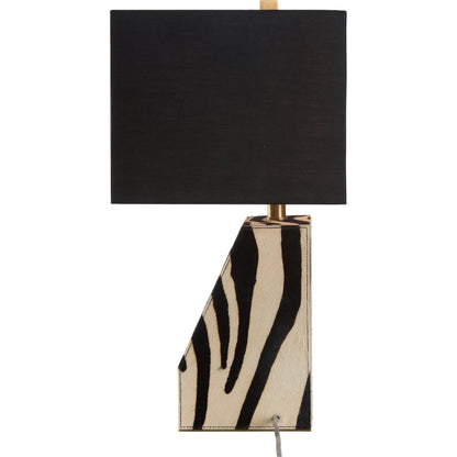 Safari Lamp by Wildwood in black, white, cream and black, white zebra print. Made from unique in a unique style.