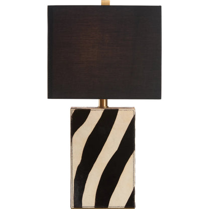 Safari Lamp by Wildwood in black, white, cream and black, white zebra print. Made from unique in a unique style.