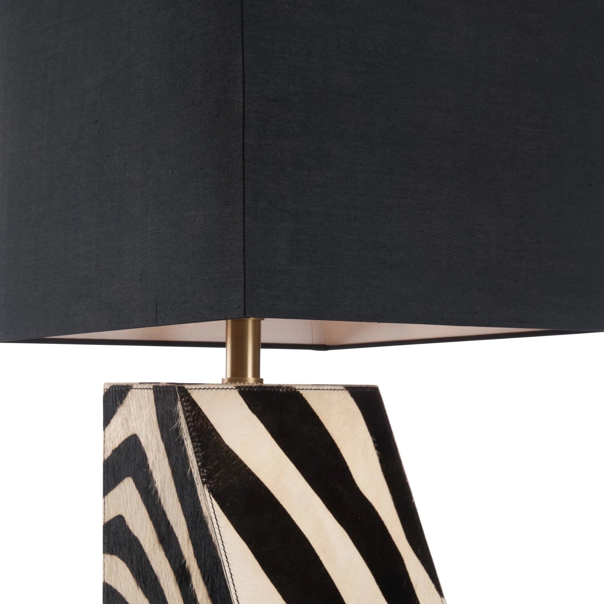 Safari Lamp by Wildwood in black, white, cream and black, white zebra print. Made from unique in a unique style.