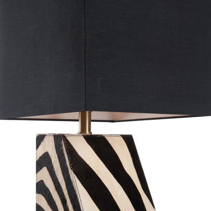 Safari Lamp by Wildwood in black, white, cream and black, white zebra print. Made from unique in a unique style.