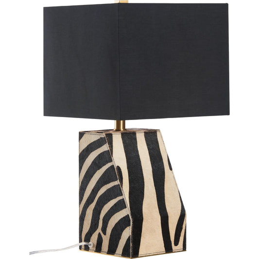 Safari Lamp by Wildwood in black, white, cream and black, white zebra print. Made from unique in a unique style.