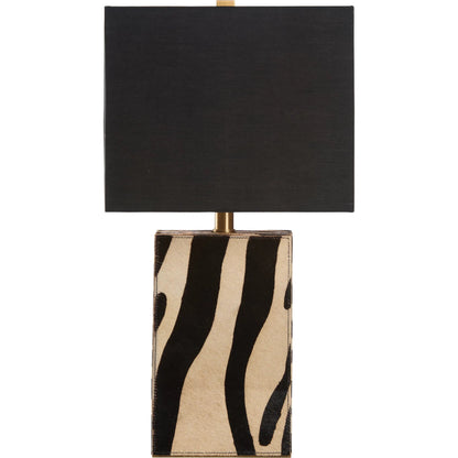 Safari Lamp by Wildwood in black, white, cream and black, white zebra print. Made from unique in a unique style.
