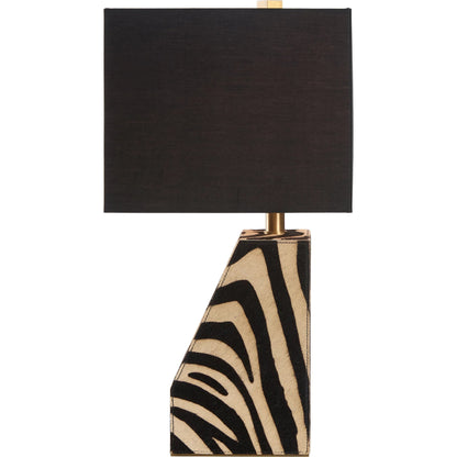 Safari Lamp by Wildwood in black, white, cream and black, white zebra print. Made from unique in a unique style.
