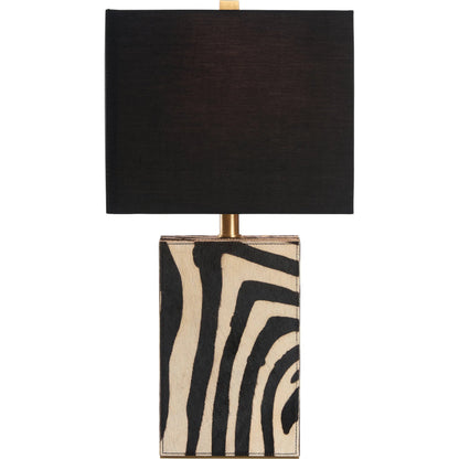 Safari Lamp by Wildwood in black, white, cream and black, white zebra print. Made from unique in a unique style.