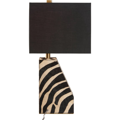 Safari Lamp by Wildwood in black, white, cream and black, white zebra print. Made from unique in a unique style.