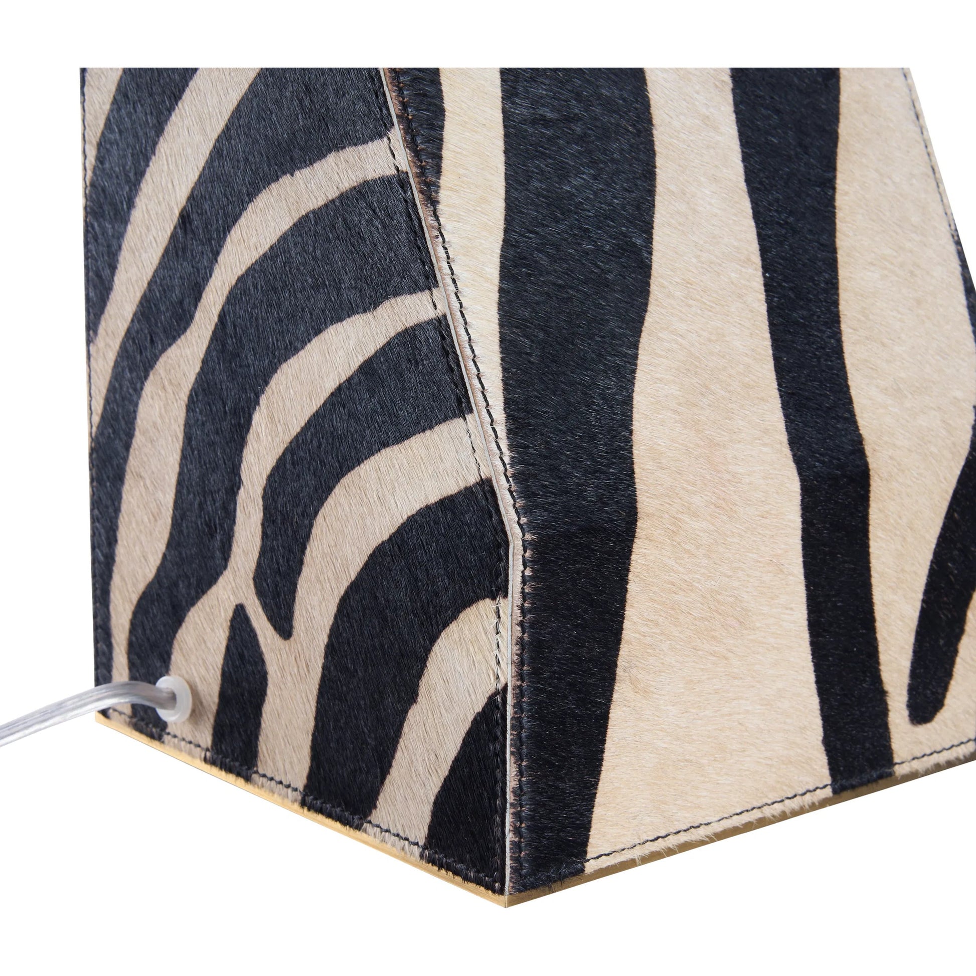 Safari Lamp by Wildwood in black, white, cream and black, white zebra print. Made from unique in a unique style.