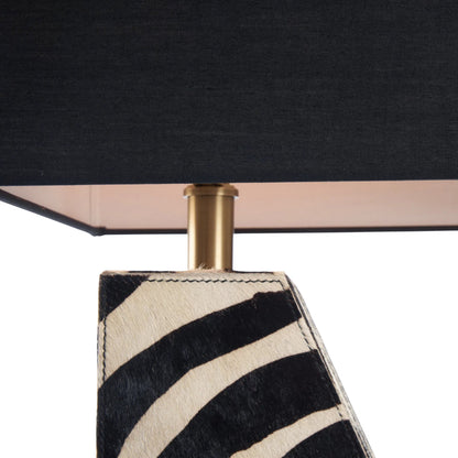 Safari Lamp by Wildwood in black, white, cream and black, white zebra print. Made from unique in a unique style.