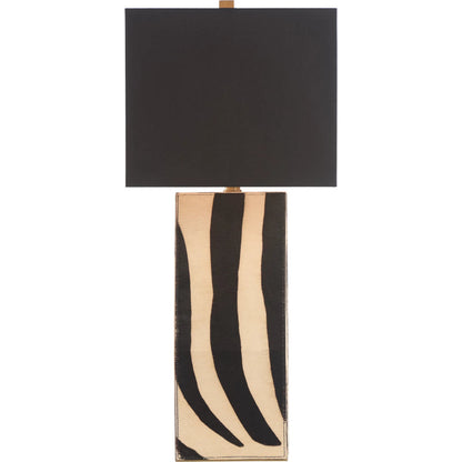 Safari Lamp by Wildwood in black, white, cream and black, white zebra print. Made from unique in a unique style.