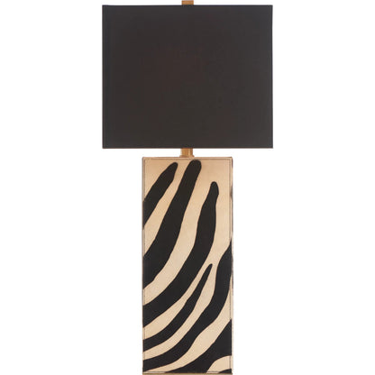 Safari Lamp by Wildwood in black, white, cream and black, white zebra print. Made from unique in a unique style.