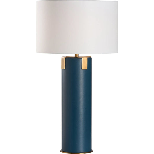 Meridian Lamp by Wildwood in blue, antique brass. Made from unique in a unique style.