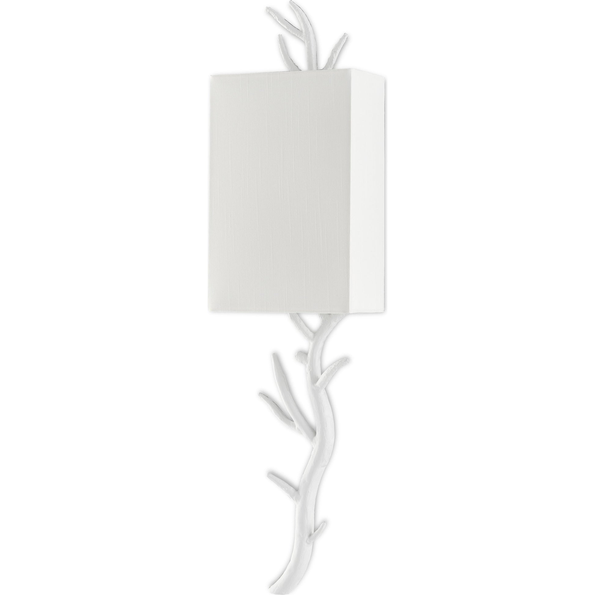 Baneberry Wall Sconce by Currey and Company in gesso white. Made from wrought iron in a transitional style.