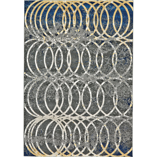 Brixton Geometric Rug - 3608F by Feizy in gray, ivory, blue. Made from polypropylene in a unique style.