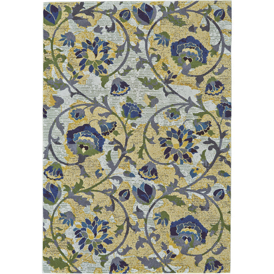 Brixton Scroll Rug - 3628F by Feizy in ivory, gold, green. Made from polypropylene in a unique style.