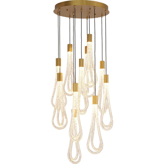 Round Layered Raindrop Chandelier by Global Views in gold. Made from unique in a unique style.