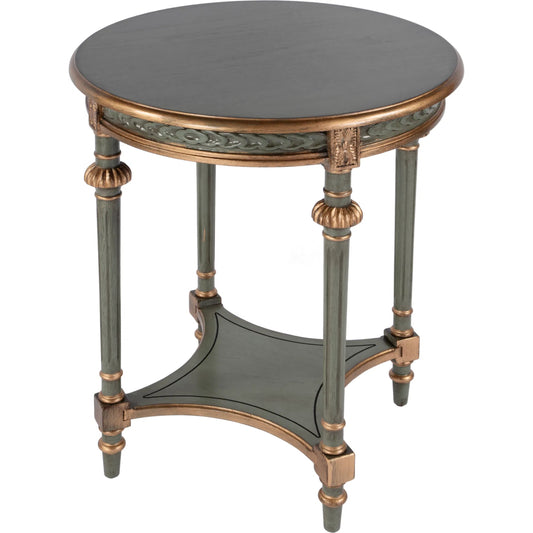 Hellinger Round End Table by Butler Specialty Company. Made from rubberwood, cherry veneer, mdf in a unique style.