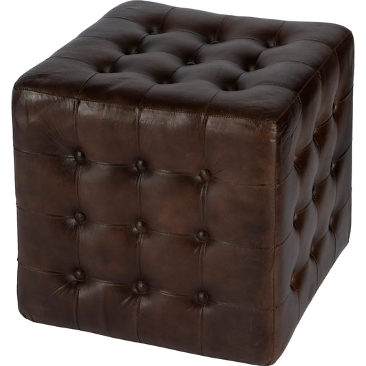 Leon Leather Ottoman by Butler Specialty Company in brown and chocolate. Made from leather, foam in a transitional style.