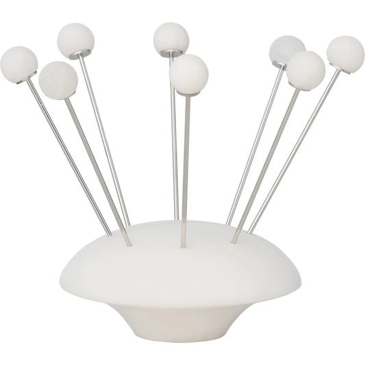 Alabaster Cocktail Picks with Base by Global Views in white. Made from unique in a modern style.