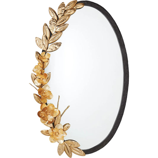 Magnolia Branch Mirror by Global Views in antique brass, gold. Made from aluminium, brass, mirror in a unique style.