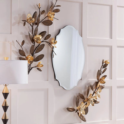 Magnolia Branch Wall Art by Global Views in antique brass, gold. Made from brass in a modern style.