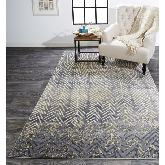 Brixton Herringbone Rug - 3604F by Feizy in gray, yellow, white. Made from polypropylene, polyester in a unique style.