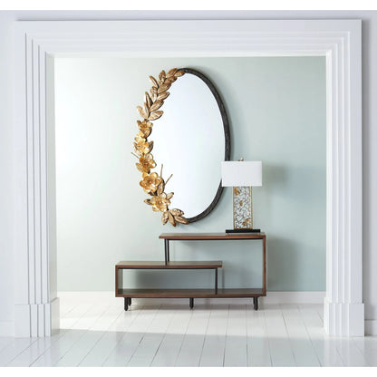 Magnolia Branch Mirror by Global Views in antique brass, gold. Made from aluminium, brass, mirror in a modern style.