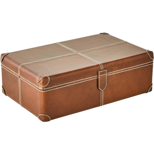 Emporium Home Tiburtina Box by Global Views in saddle. Made from leather, suede in a unique style.