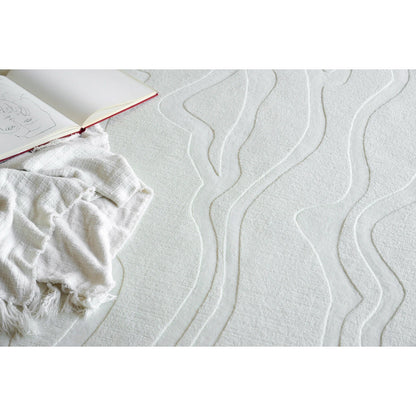 Tempo Area Rug by Exquisite Rugs in ivory. Made from new zealand wool in a unique style.