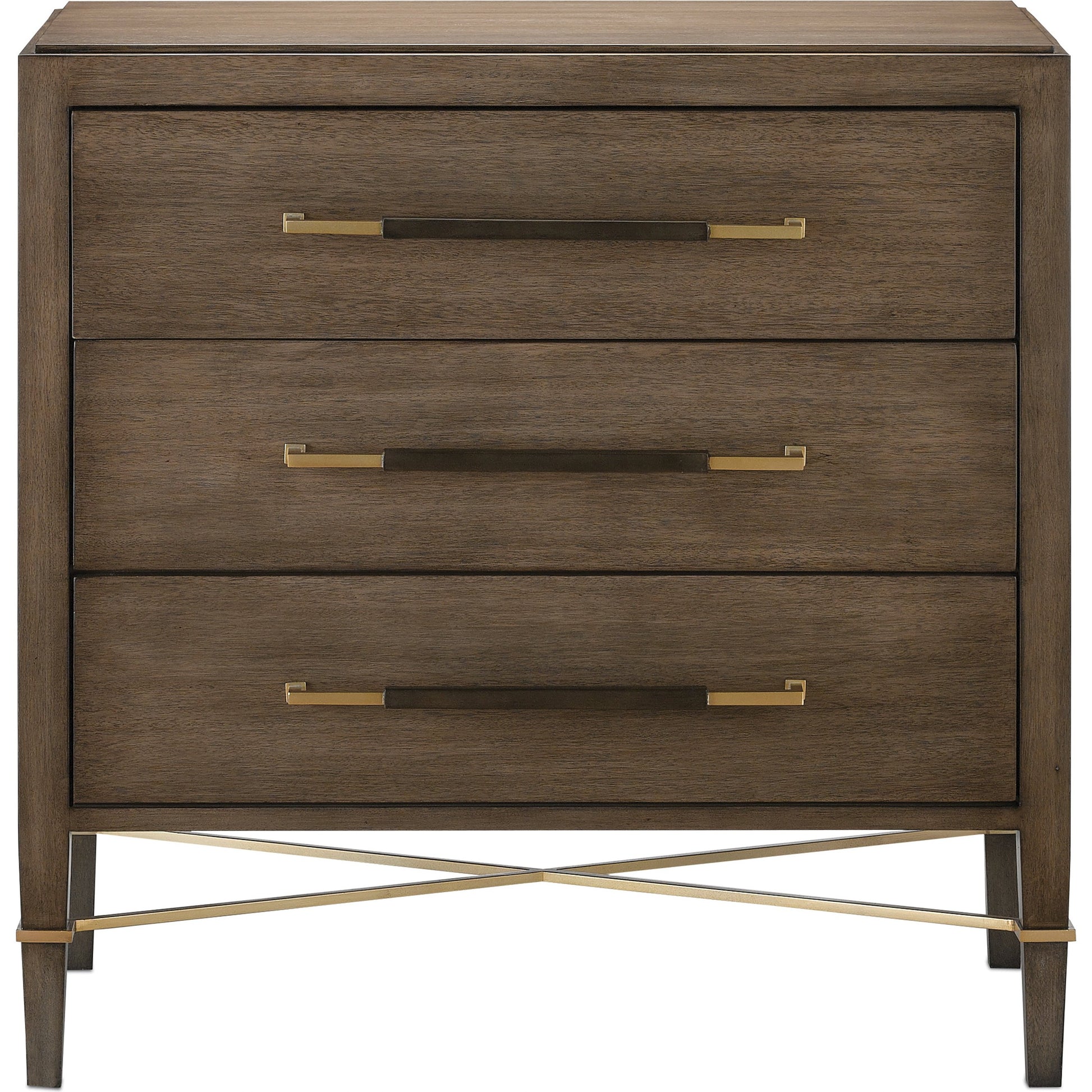 Verona Chanterelle Chest by Currey and Company in chanterelle, coffee, champagne. Made from mahogany, brass, iron in a transitional style.