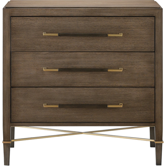 Verona Chanterelle Chest by Currey and Company in chanterelle, coffee, champagne. Made from mahogany, brass, iron in a transitional style.