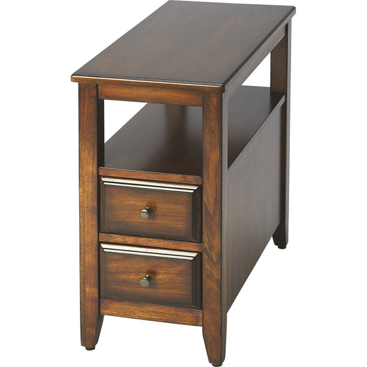 Marcus Antique Cherry Chairside Table by Butler Specialty Company in dark brown and antique cherry. Made from poplar hardwood solids, mdf, cherry veneer in a traditional style.
