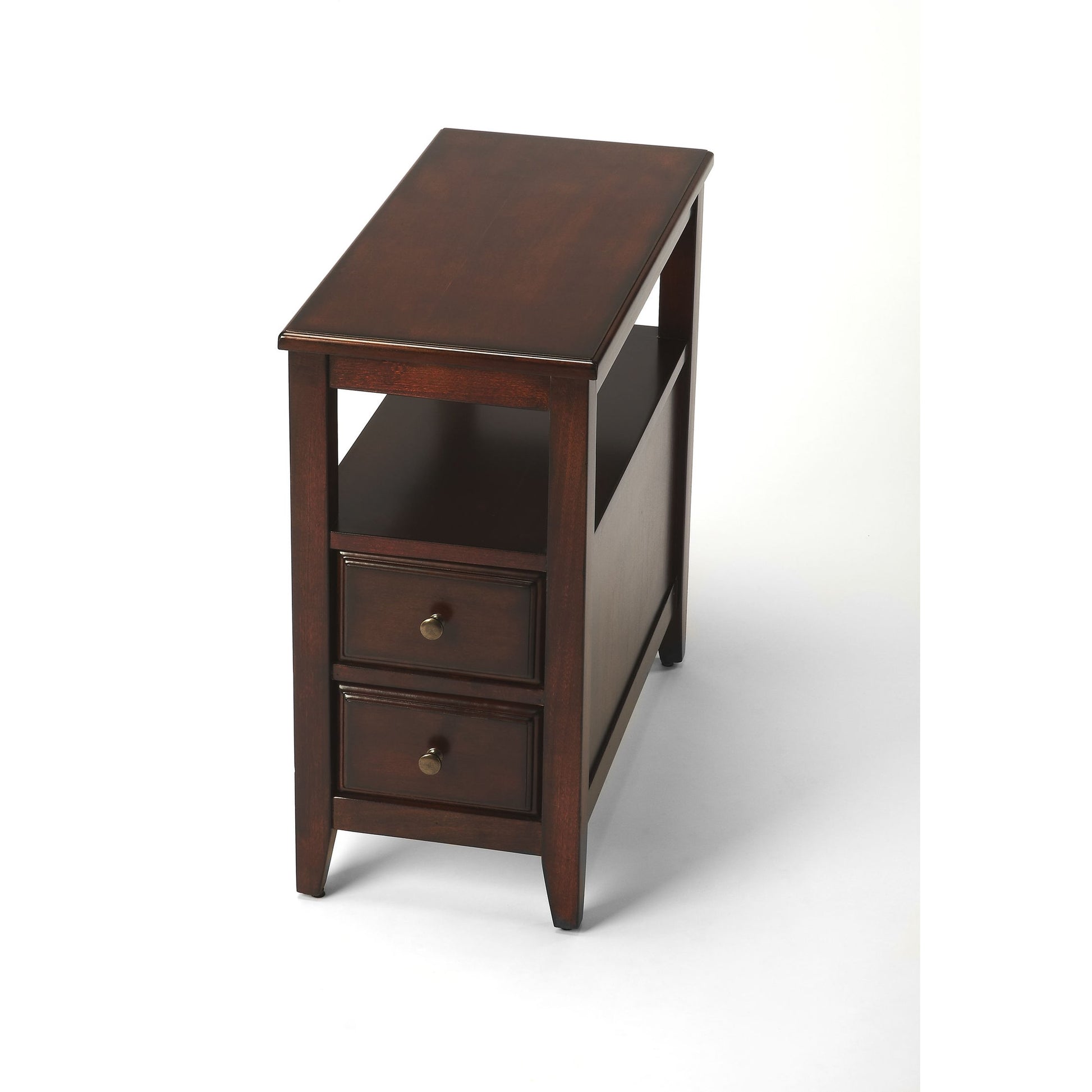 Marcus Plantation Cherry Chairside Table by Butler Specialty Company in dark brown and plantation cherry. Made from poplar solids, mdf, cherry veneer in a traditional style.