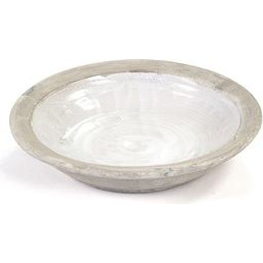 Plate by Zentique in distressed white and ceramic. Made from ceramic in a cottage & farmhouse style.
